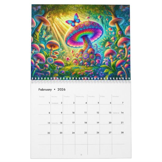 Paddenstoelen Mandala's – Psychedelische Schimmels Kalender (Feb 2026)