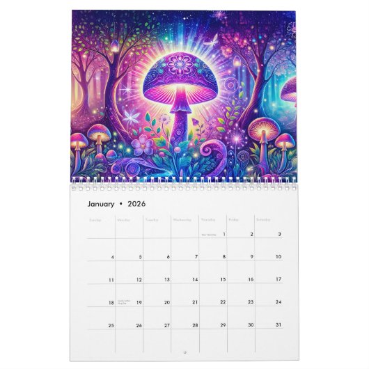 Paddenstoelen Mandala's – Psychedelische Schimmels Kalender (Jan 2026)