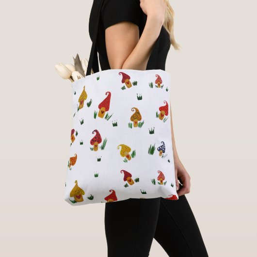 Paddenstoelen met hart All-Over-Print Canvas tas (Dichtbij)