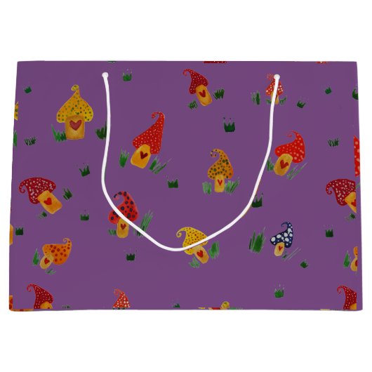 Paddenstoelen met hart Custom Gift Bag - Groot Large Cadeautasje (Voorkant)