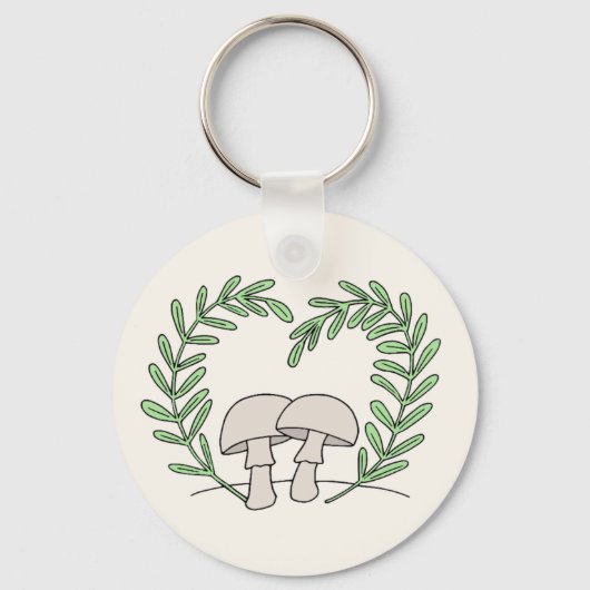 Paddenstoelen met hart-fernebladeren sleutelhanger (Voorkant)