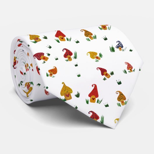 Paddenstoelen met hart Stropdas (Opgerold)