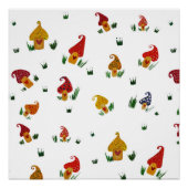 Paddenstoelen met hartenpapier (halfglanzend Poste Poster (Voorkant)