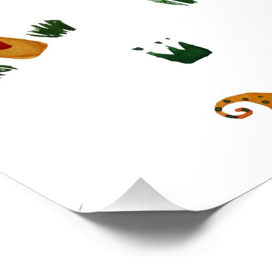 Paddenstoelen met hartenpapier (halfglanzend Poste Poster (Hoek)