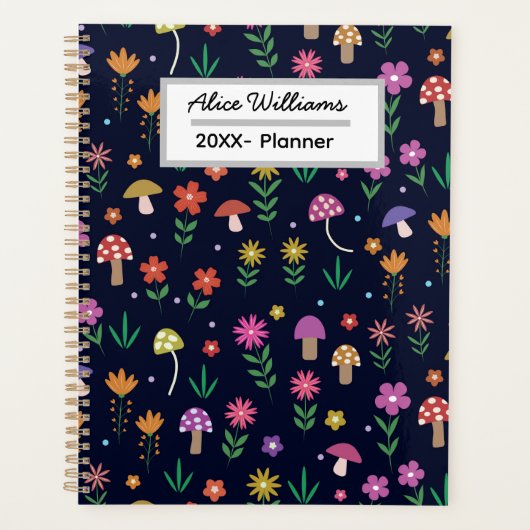 Paddenstoelen met Whimsical Bloemen Persoonlijk  Planner (Voorkant)