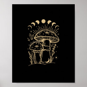 Paddenstoelen & Minimalisme Cottage Aesthetische Poster