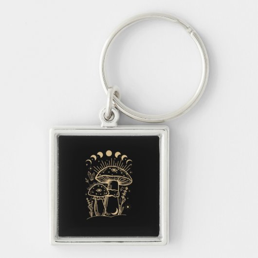 Paddenstoelen & Minimalisme Cottage Aesthetische Sleutelhanger (Voorkant)