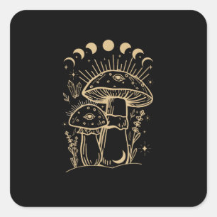 Paddenstoelen & Minimalisme Cottage Aesthetische Vierkante Sticker