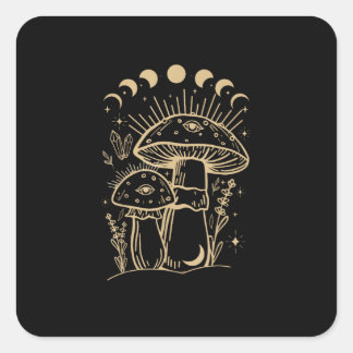 Paddenstoelen & Minimalisme Cottage Aesthetische Vierkante Sticker