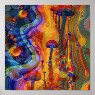 Paddenstoelen Mirage Psychedelische Kunst Poster