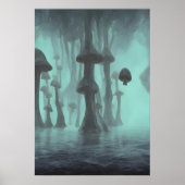 Paddenstoelen, mist en zee | AI Art Poster (Voorkant)