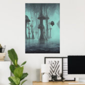 Paddenstoelen, mist en zee | AI Art Poster (Thuiskantoor)