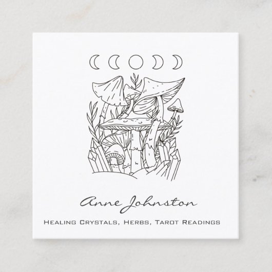 Paddenstoelen, moeren en kristallen vierkante visitekaartje (Voorkant)