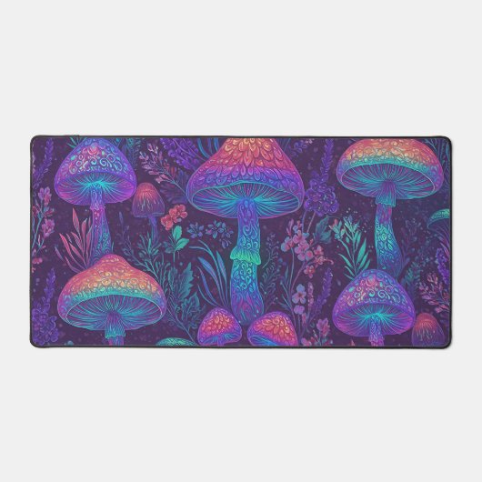 Paddenstoelen Neon Bos Droomlandschap Bureaumat (Voorkant)