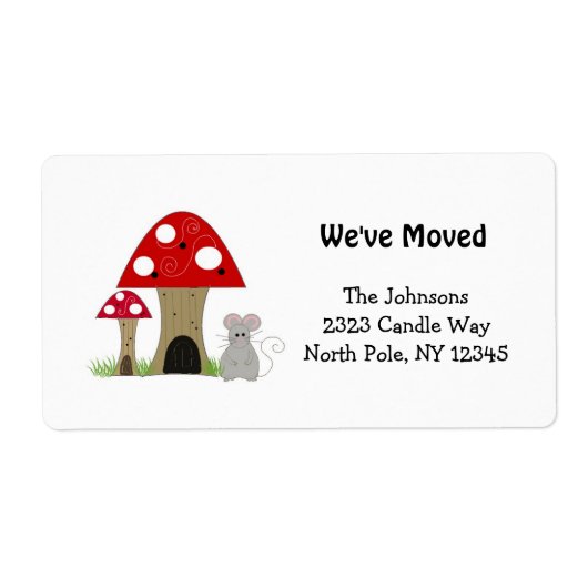 Paddenstoelen Nieuw Adres Etiket (Voorkant)