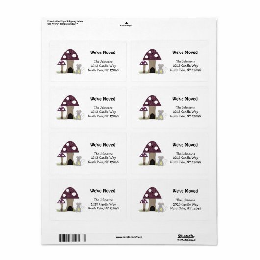 Paddenstoelen Nieuw thuisadres Etiket (Full Sheet)