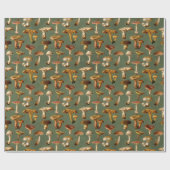  paddenstoelen op groen cadeaupapier (Vlak)