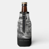 Paddenstoelen op houten huis dak Zwart-wit AIda Flesjeskoeler (Fles Achterkant)