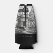 Paddenstoelen op houten huis dak Zwart-wit AIda Flesjeskoeler (Achterkant)