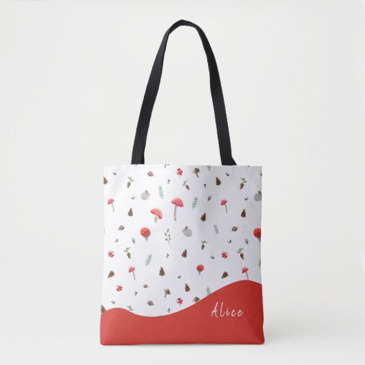 Paddenstoelen op witte, gepersonaliseerde of niet- tote bag (Voorkant)