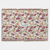 Paddenstoelen Patroonaangepaste naam deken werpen (Voorkant)