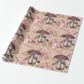 Paddenstoelen Pink Woodland God Floral  Cadeaupapier (Uitgerold)