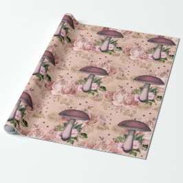 Paddenstoelen Pink Woodland God Floral  Cadeaupapier
