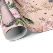 Paddenstoelen Pink Woodland God Floral  Cadeaupapier (Rol Hoek)