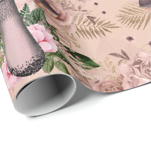 Paddenstoelen Pink Woodland God Floral  Cadeaupapier (Rol Hoek)