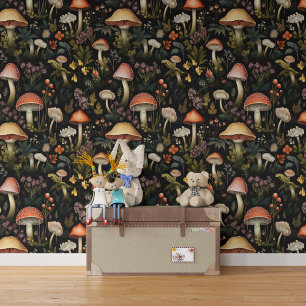 Paddenstoelen Planten Illustratiepatroon Behang