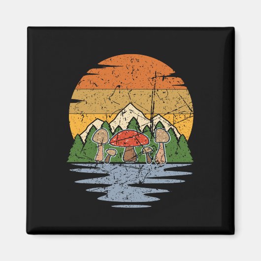 Paddenstoelen Plukken Retro Magneet (Voorkant)