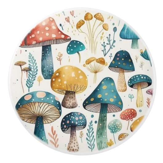 Paddenstoelen Retro Groovy Keramische Pull Knop (Voorkant)