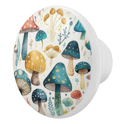 Paddenstoelen Retro Groovy Keramische Trekkers Knop (Rechts)
