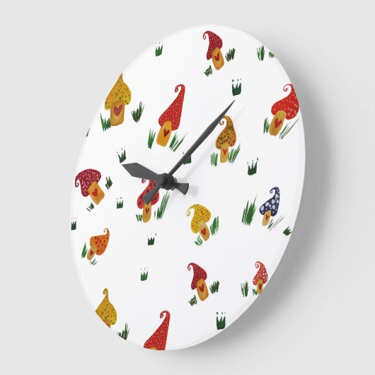Paddenstoelen Ronde (Grote) Wandklok (Hoek)