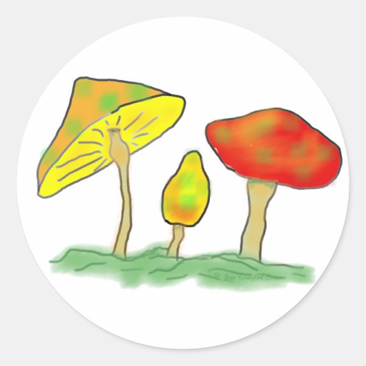 paddenstoelen ronde sticker (Voorkant)