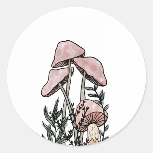 paddenstoelen ronde sticker (Voorkant)