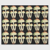 Paddenstoelen Roos Woodland Black Woodland Elegant Cadeaupapier (Vlak)