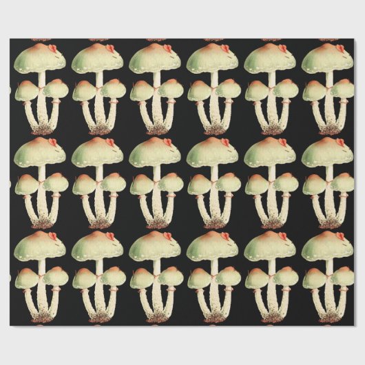 Paddenstoelen Roos Woodland Black Woodland Elegant Cadeaupapier (Vlak)