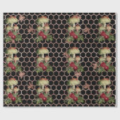 Paddenstoelen Roos Woodland Mint Floral Honingraat Cadeaupapier (Vlak)