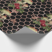 Paddenstoelen Roos Woodland Mint Floral Honingraat Cadeaupapier (Hoek)