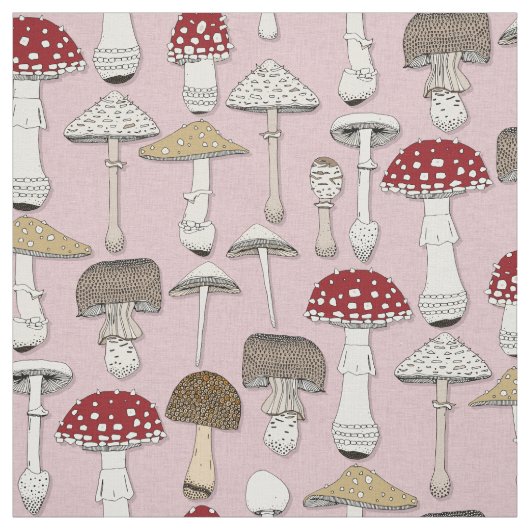 Paddenstoelen roze stof (Swatch)