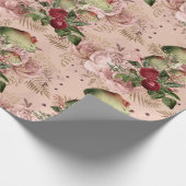 Paddenstoelen Roze Woodland Gold Floral  Mint Cadeaupapier (Hoek)