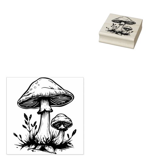 Paddenstoelen Rubberstempel (Gestempeld)