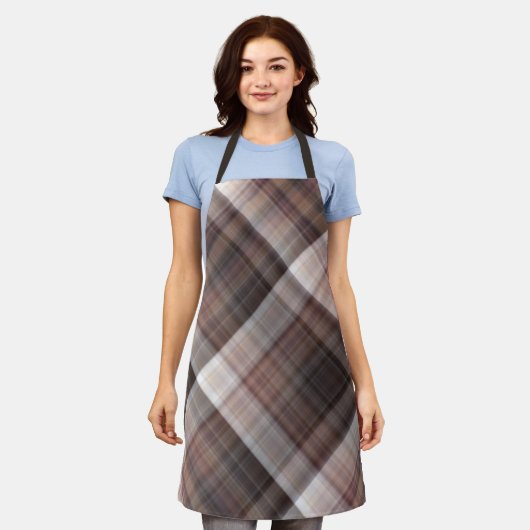 Paddenstoelen rustieke bruin geruite schort (Gedragen)