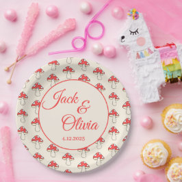 Paddenstoelen Schattige Retro Kawaii Custom Paar N Papieren Bordje