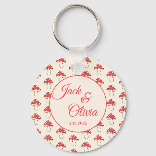 Paddenstoelen Schattige Retro Kawaii Custom Paar N Sleutelhanger (Voorkant)