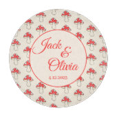 Paddenstoelen Schattige Retro Kawaii Custom Paar N Snijplank (Voorkant)