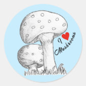 Paddenstoelen schets ronde sticker (Voorkant)