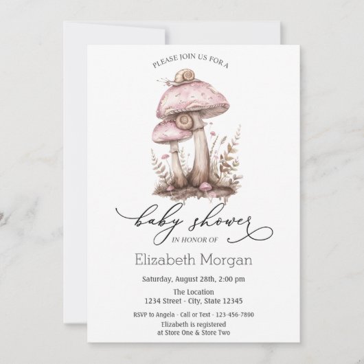 Paddenstoelen Snail Ombre Polka Dots Invitation Kaart (Voorkant)