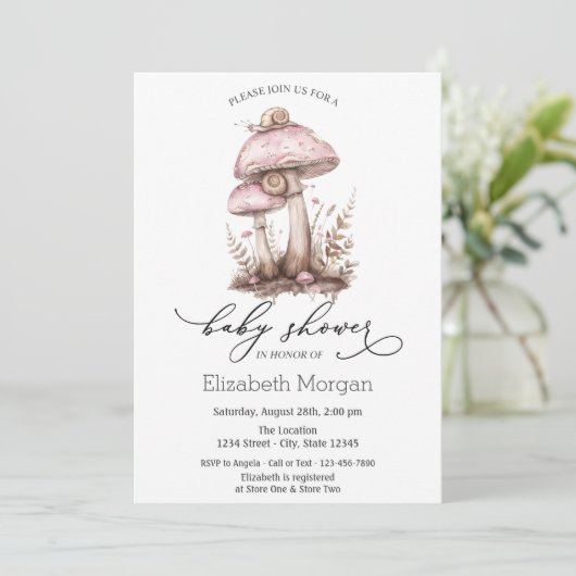 Paddenstoelen Snail Ombre Polka Dots Invitation Kaart (Staand voorkant)